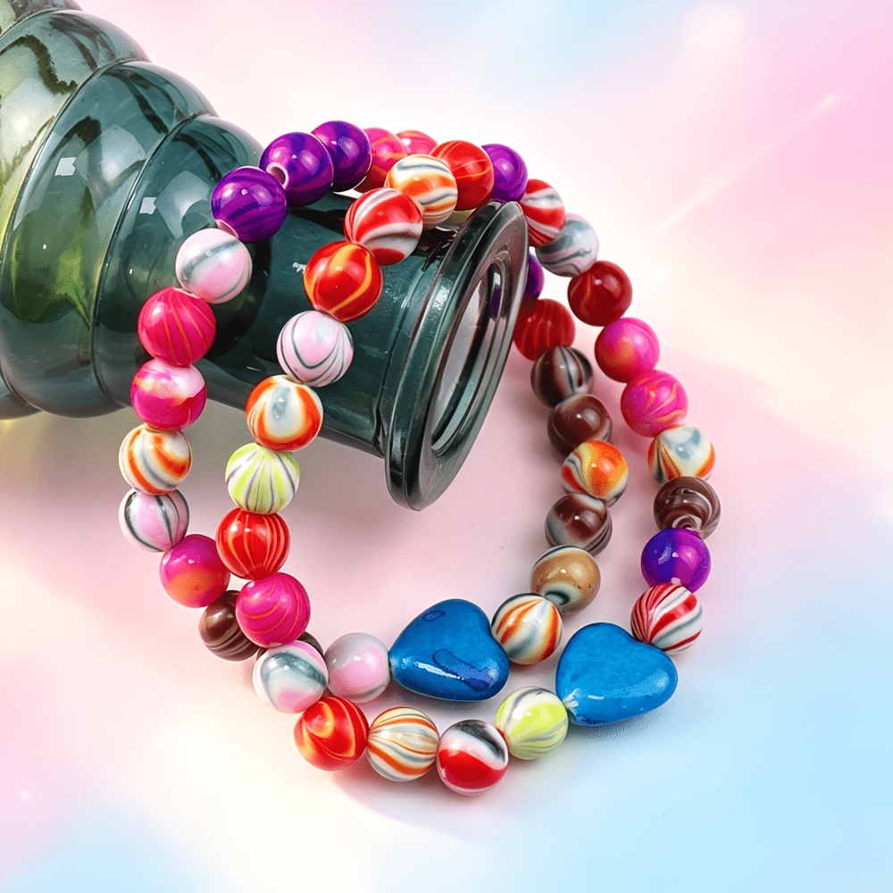 2pcs Women's Y2K Style Bracelet Set with Heart Charms